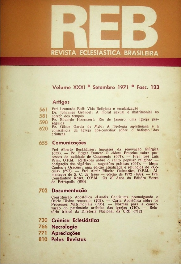 					Visualizar v. 31 n. 123 (1971): REB
				