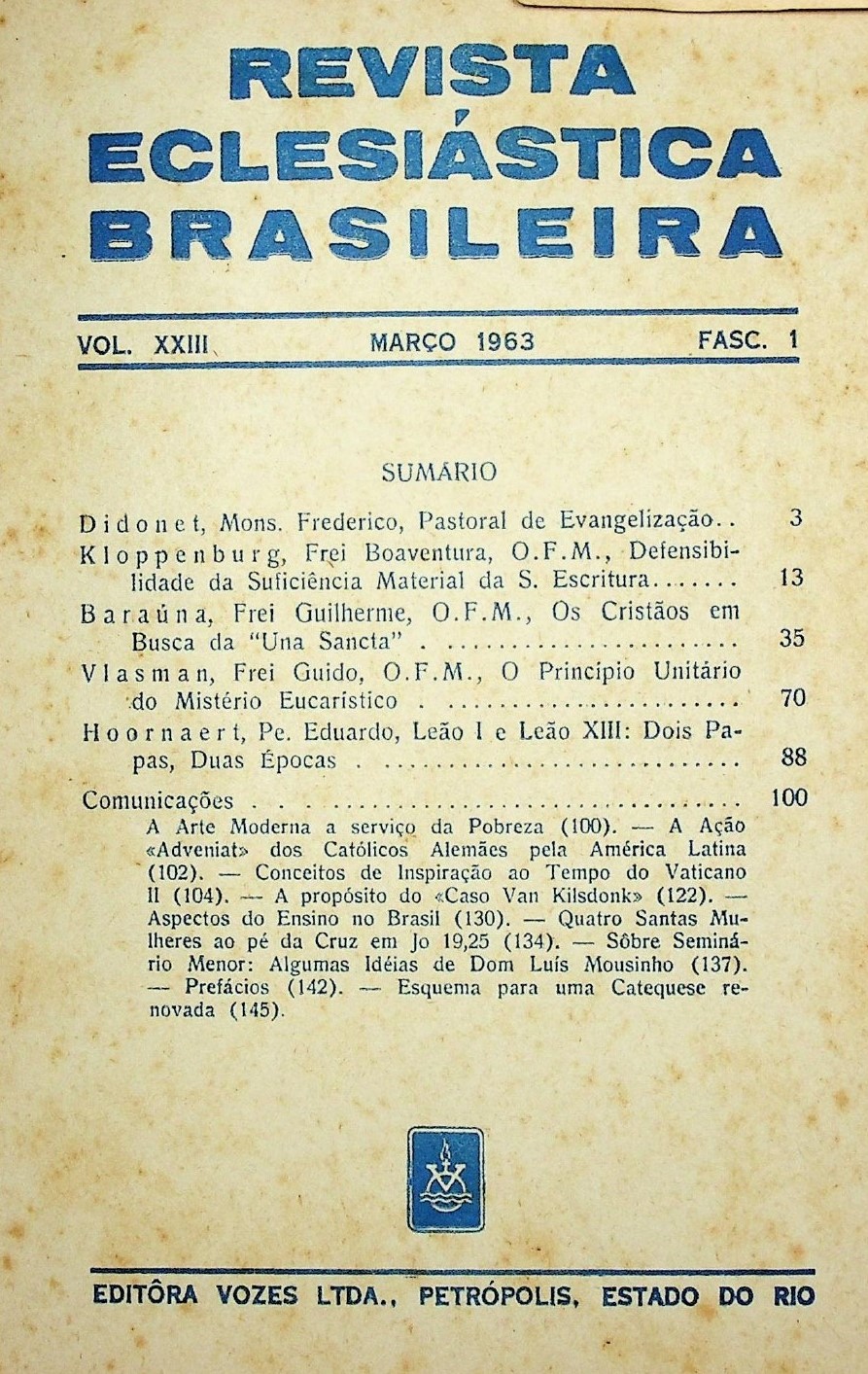 					Ver Vol. 23 Núm. 1 (1963): REB
				