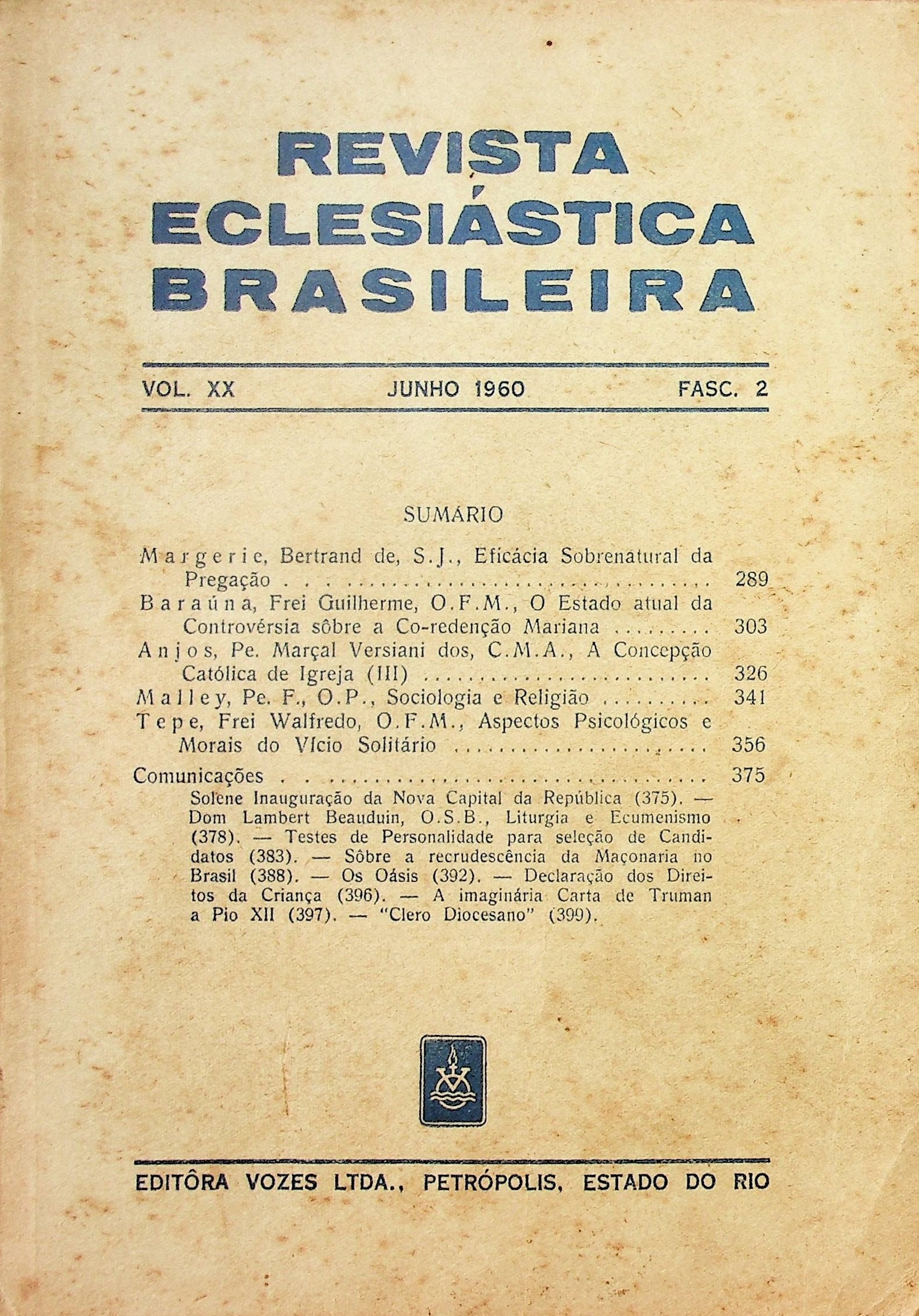 					Visualizar v. 20 n. 2 (1960): REB
				